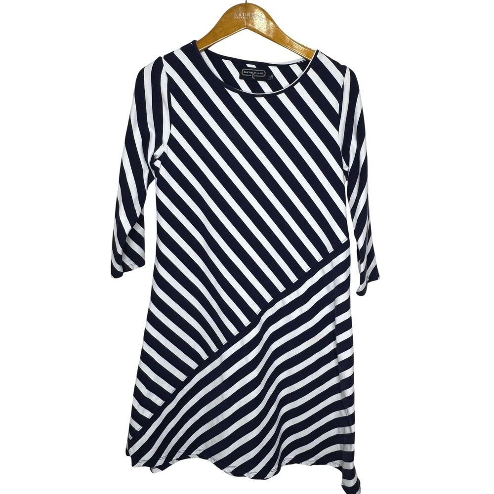 Duffield Lane Chase Striped Dress Blue/White Nautical Size Large